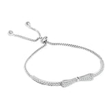 TrustDavis 925 Sterling Silver Bowknot CZ Bracelet for Women