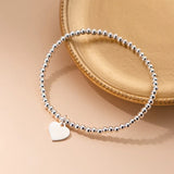 TrustDavis Sterling Silver Heart Beads Bracelet Wedding Jewelry