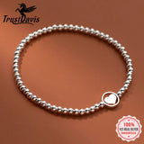 TrustDavis Sterling Silver Heart Beads Bracelet Wedding Jewelry