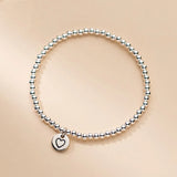 TrustDavis Sterling Silver Heart Beads Bracelet Wedding Jewelry