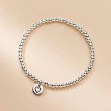 TrustDavis Sterling Silver Heart Beads Bracelet Wedding Jewelry