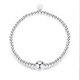 TrustDavis 925 Silver Sweet Beads Elastic Bracelet Women Wedding Jewelry