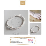 TrustDavis 925 Silver Sweet Beads Elastic Bracelet Women Wedding Jewelry