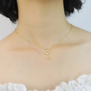 TrustDavis Sweet Key CZ Pendant Necklace For Women Wedding Party