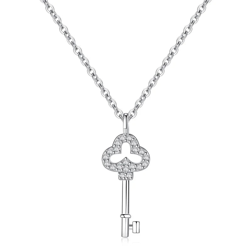 TrustDavis Sweet Key CZ Pendant Necklace For Women Wedding Party