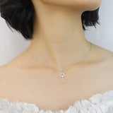 TrustDavis Sweet Key CZ Pendant Necklace For Women Wedding Party