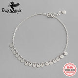 TrustDavis 925 Silver Sweet Wafer Tassel Chain Anklet Gift