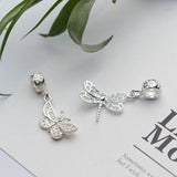 TrustDavis Butterfly Dragonfly Pendant Charm 925 Sterling Silver DIY Accessories