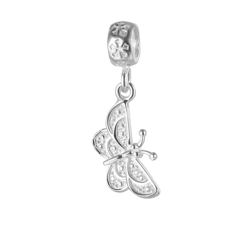 TrustDavis Butterfly Dragonfly Pendant Charm 925 Sterling Silver DIY Accessories