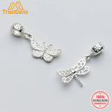 TrustDavis Butterfly Dragonfly Pendant Charm 925 Sterling Silver DIY Accessories