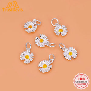 925 Sterling Silver Daisy Charms Pendant For Jewelry DIY