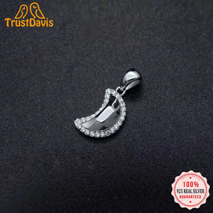 Davis 925 Sterling Silver Moon CZ Charm Pendant DIY Jewelry DZ473