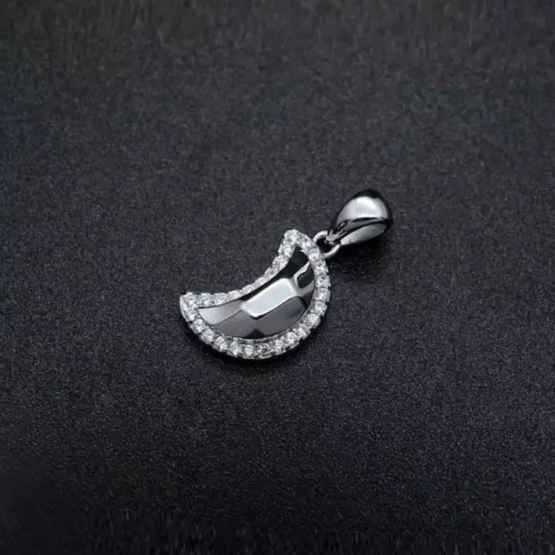 Davis 925 Sterling Silver Moon CZ Charm Pendant DIY Jewelry DZ473