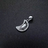 Davis 925 Sterling Silver Moon CZ Charm Pendant DIY Jewelry DZ473