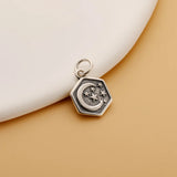 925 Sterling Silver Hexagram Moon Charm Pendant DIY Jewelry