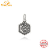 925 Sterling Silver Hexagram Moon Charm Pendant DIY Jewelry