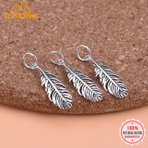 TrustDavis 925 Sterling Thai Silver Leaf Charms Pendant DIY Accessories HY019