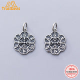 TrustDavis 925 Sterling Silver Flowers Charms For DIY Jewelry DZ446