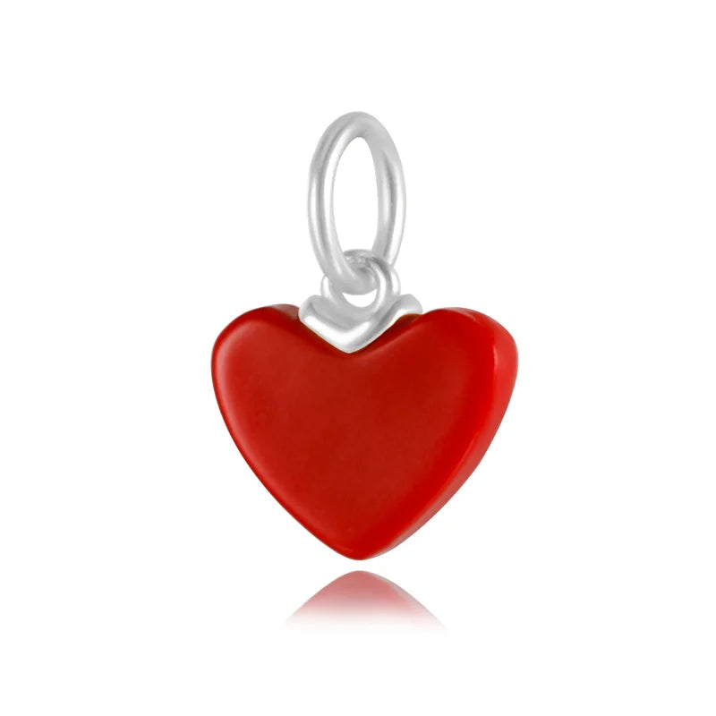 TrustDavis S925 Silver Heart Charms For Bracelet Or Necklace DIY Jewelry