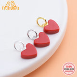 TrustDavis S925 Silver Heart Charms For Bracelet Or Necklace DIY Jewelry