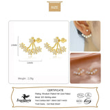 Davis Flower Zircon Back Hanging Earrings in 925 Sterling Silver