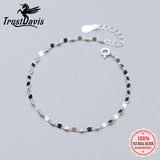TrustDavis 925 Silver Elliptical Slices Bracelet For Women Wedding Gift