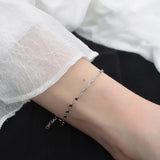 TrustDavis 925 Sterling Silver Smooth Patches Bracelet For Women Girls