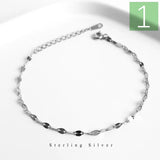 TrustDavis 925 Sterling Silver Smooth Patches Bracelet For Women Girls