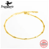 TrustDavis 925 Sterling Silver Smooth Patches Bracelet For Women Girls