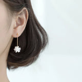 925 Silver Crystal Flower Stud Earrings Wedding Jewelry DS2183