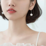 925 Silver Crystal Flower Stud Earrings Wedding Jewelry DS2183