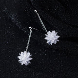 925 Silver Crystal Flower Stud Earrings Wedding Jewelry DS2183