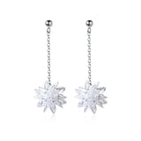 925 Silver Crystal Flower Stud Earrings Wedding Jewelry DS2183