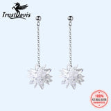 925 Silver Crystal Flower Stud Earrings Wedding Jewelry DS2183