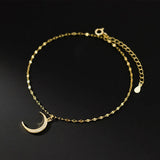 TrustDavis 925 Moon CZ Anklets For Women Lady Birthday Present Jewelry