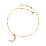 TrustDavis 925 Moon CZ Anklets For Women Lady Birthday Present Jewelry