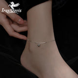 TrustDavis 925 Sterling Silver Anklets Beads Snake Chain Anklets For Women