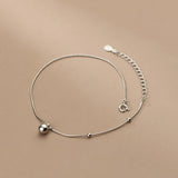 TrustDavis 925 Sterling Silver Anklets Beads Snake Chain Anklets For Women