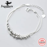 TrustDavis 925 Silver Beads Bracelet Double Chain for Women Girls DA1402