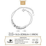 TrustDavis 925 Silver Beads Bracelet Double Chain for Women Girls DA1402