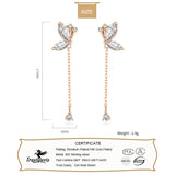 TrustDavis Silver Butterfly CZ Chain Stud Earrings Women Girls Fine Jewelry