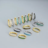 TrustDavis 925 Silver Geometric Hoop Earrings Women Anniversary Jewelry