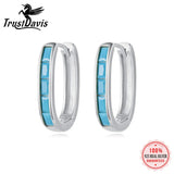 TrustDavis 925 Silver Geometric Hoop Earrings Women Anniversary Jewelry