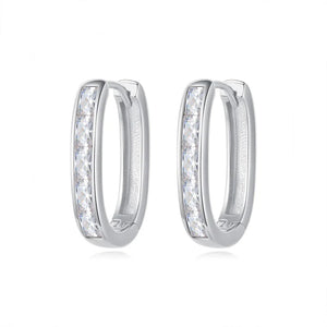 TrustDavis 925 Silver Geometric Hoop Earrings Women Anniversary Jewelry
