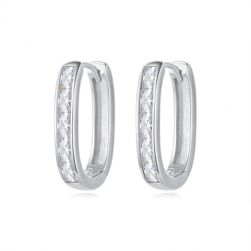 TrustDavis 925 Silver Geometric Hoop Earrings Women Anniversary Jewelry