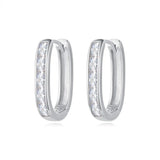 TrustDavis 925 Silver Geometric Hoop Earrings Women Anniversary Jewelry