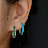 TrustDavis 925 Silver Geometric Hoop Earrings Women Anniversary Jewelry