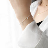 TrustDavis 925 Silver CZ Cross Bracelet Wedding Gift DS2393