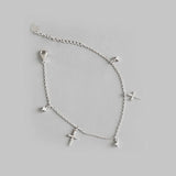 TrustDavis 925 Silver CZ Cross Bracelet Wedding Gift DS2393