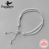 TrustDavis 925 Sterling Silver CZ Double-deck Box Chain Bracelet Wedding Gift